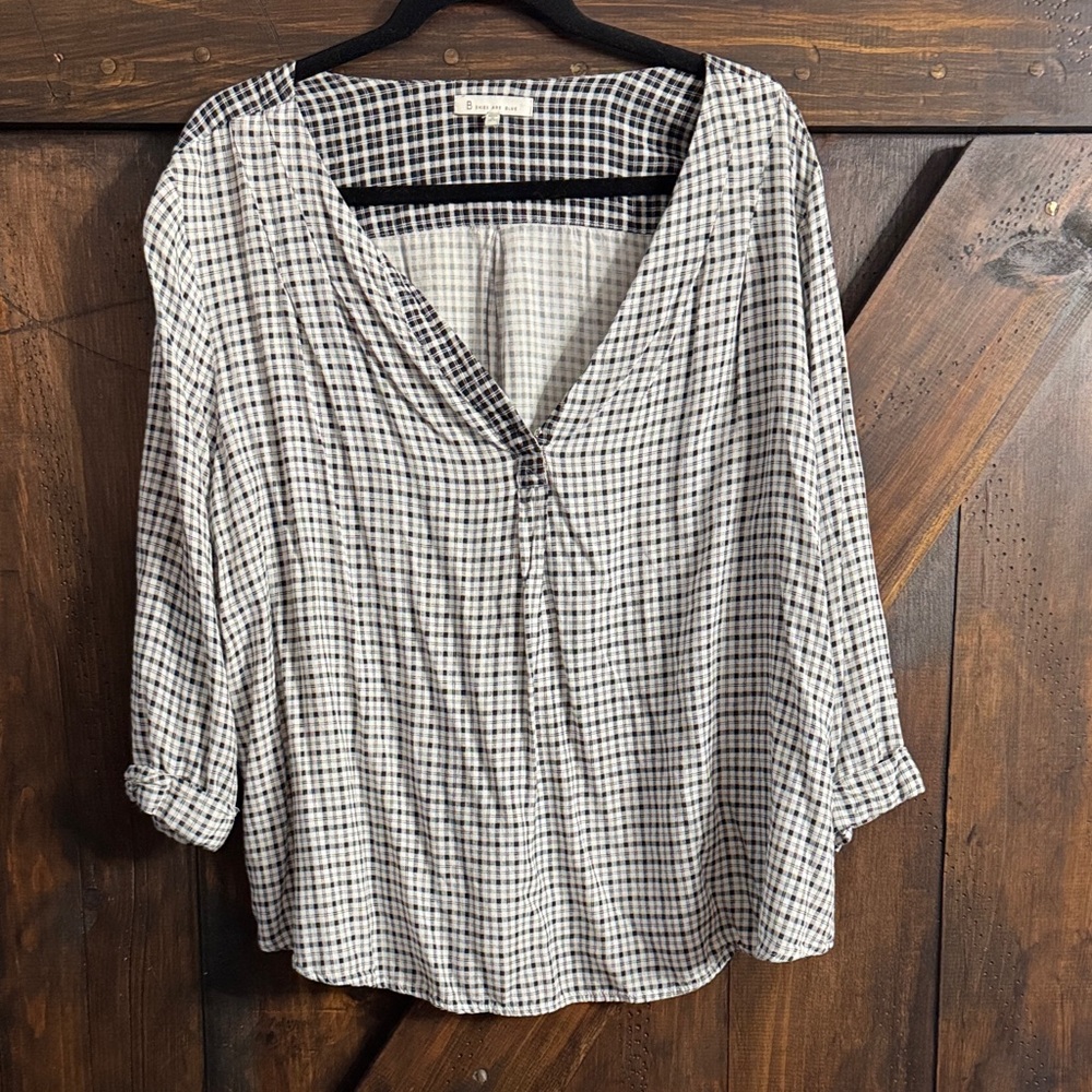 Skies Are Blue Black and White Checkered Blouse